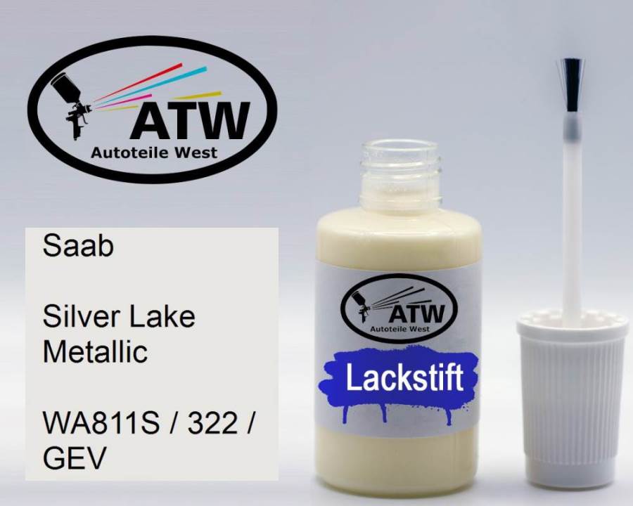 Saab, Silver Lake Metallic, WA811S / 322 / GEV: 20ml Lackstift, von ATW Autoteile West.